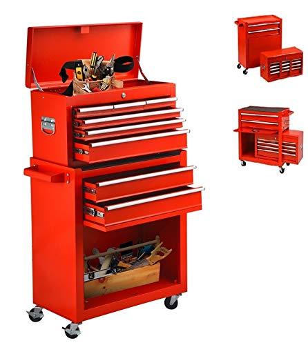 8-Drawer Tool Chest Tool Box,Rolling Tool Box Big Tool Storage Cabinet with 4 Wheels and Lockable Drawers for Garage and Warehouse