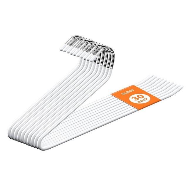 JOYBOS Pants Hangers Space Saving - 30 Pack Open Ended Hangers for Pants - Scarf Organizer Hanger for Closet - Metal Non Slip Jean Hanger - White Pant Hangers for Jeans,Trouser,Leggings,Slacks