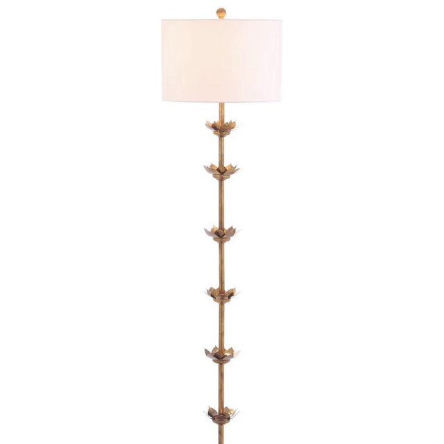Safavieh FLL4003A Lighting Collection Landen Leaf 63.5" Antique Gold Floor Lamp, Metal