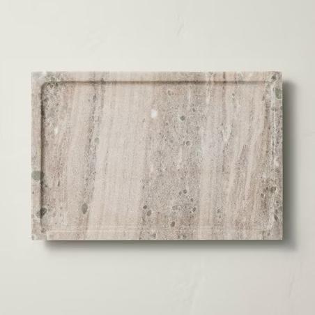 8"x12" Footed Marble Countertop Tray Warm Beige