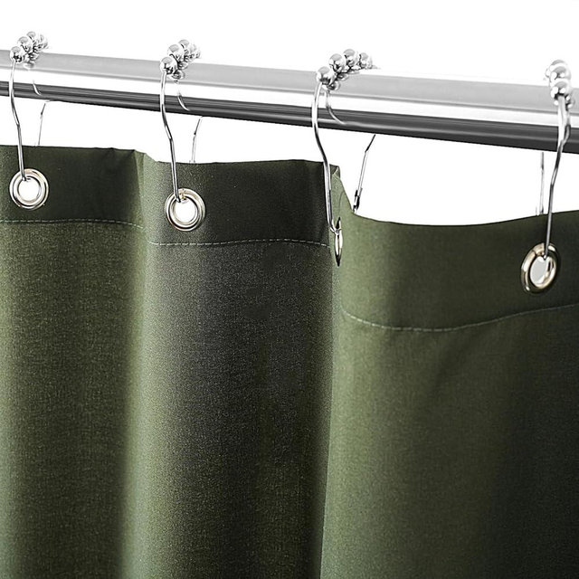 Felisa Dark Army Green Fabric Shower Curtain Liner with 6 Magnets,72 x 72 inch Hotel Quality & Soft Cloth Shower Curtain,Washable Shower Curtain for Bathroom