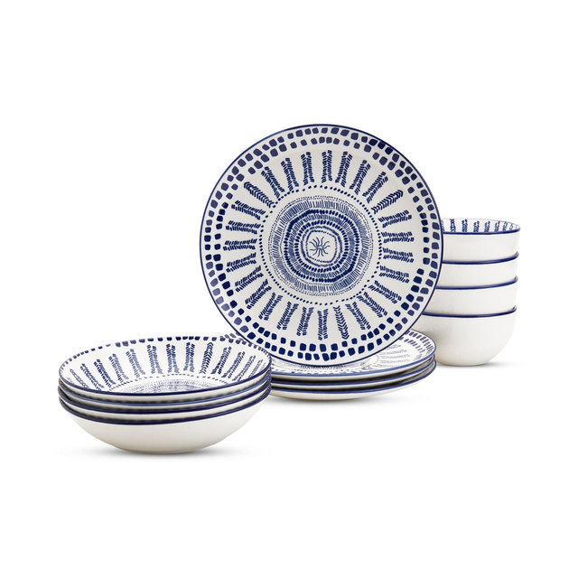 Haven Blue Mykonos 12 Pc. Dinnerware Set, Service for 4, Exclusively at Macy's