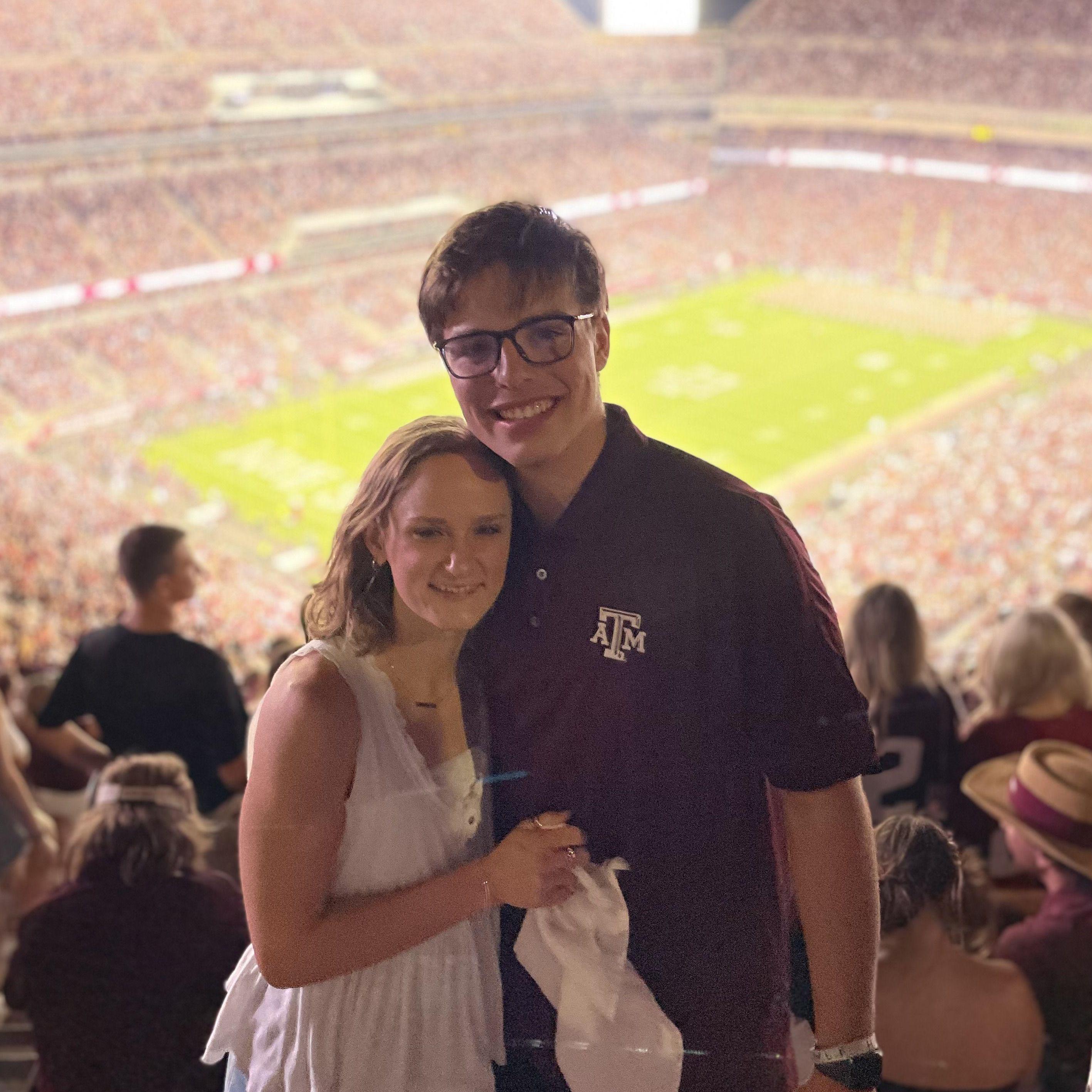 One of Ben and Kylee's first adventures together... the BAMA game when TAMU won and we rushed the field after!