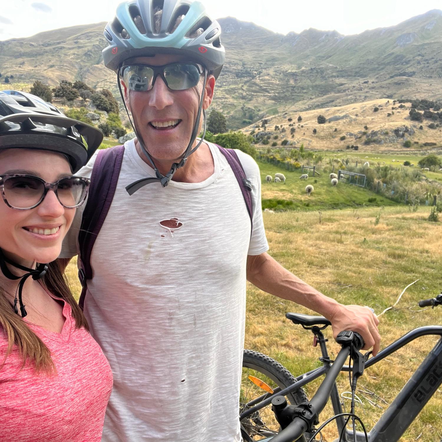 Biking through the mountains and herds of sheep!