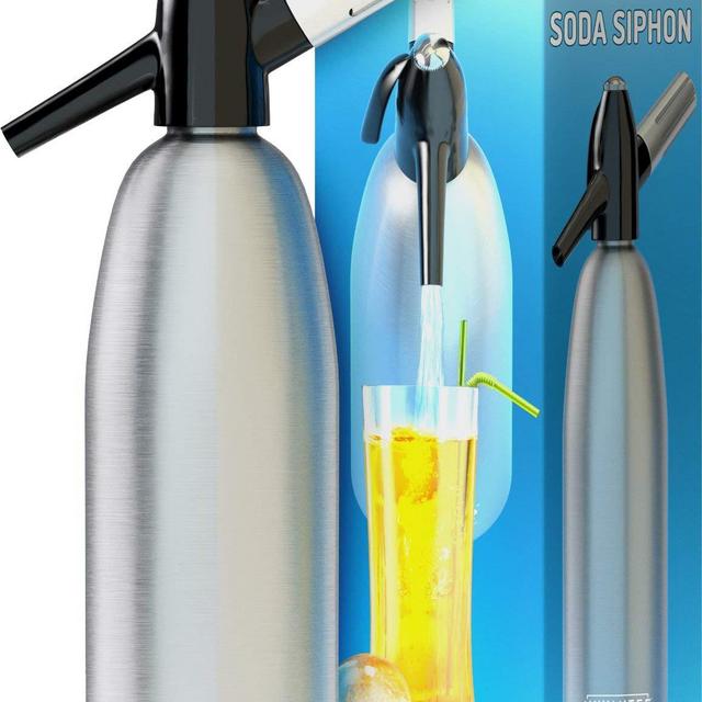 Nuvantee Soda Siphon - Ultimate sparkling Soda Maker - Aluminum - 1 Liter - With Free Cocktail Recipes