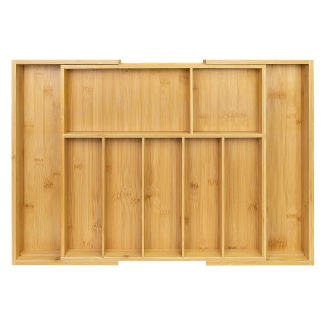 Utoplike Extra Large Kitchen Drawer Organizer, Expandable Bamboo Drawer Holder for Utensils, Silverware, Flatware, 7-9 Slots Cutlery Tray