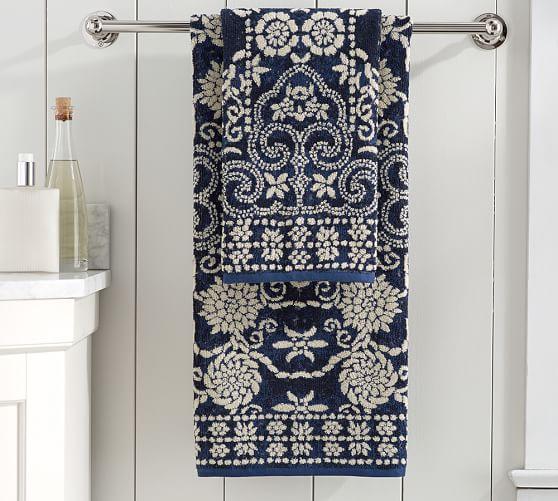 Indah Jacquard Hand Towel - Dark Blue