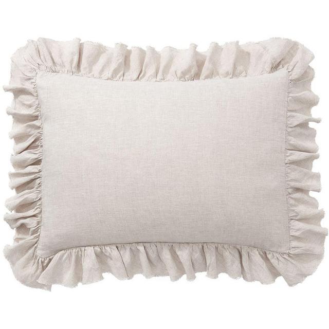 Belgian Flax Linen Fringe Ruffle Sham, Standard, Flax