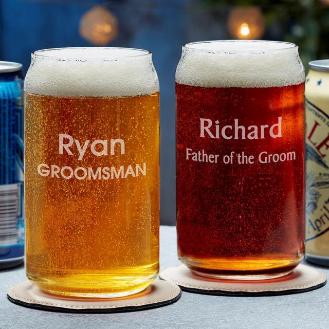 Groomsmen Engraved Beer Can Glass