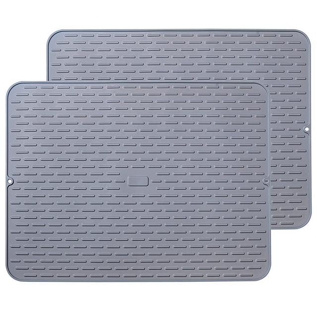 To encounter Silicone Dish Drying Mat - Extral Large 24" x 18" - Set of 2 Flexible Rubber Drying Mat, Heat Resistant Silicone Trivet, Counter Top Mat, Dish Draining Mat, Sink Mat