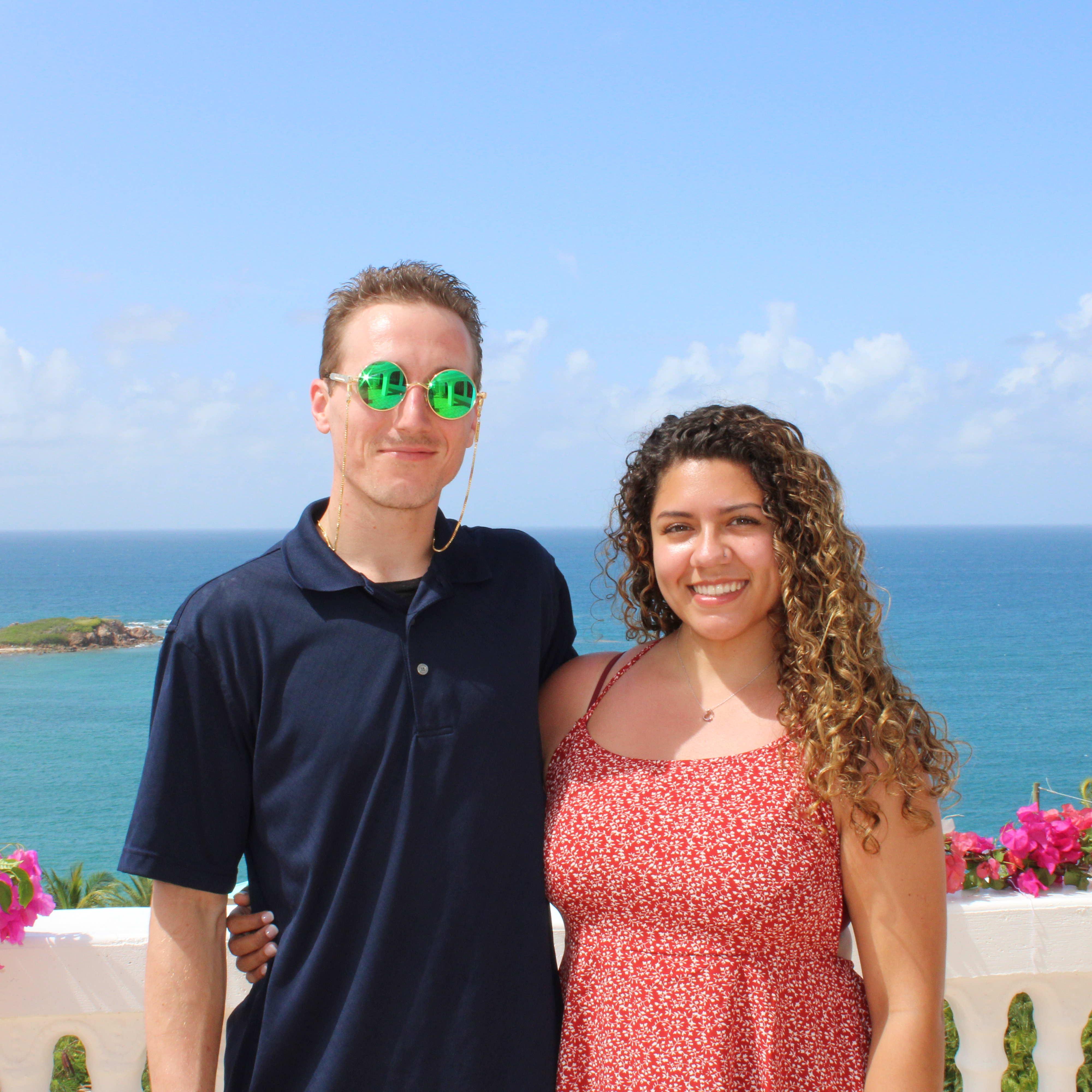 We went to St. Thomas for his mom's wedding, I thought he was going to propose, but he knew I was suspicious so he didn't.