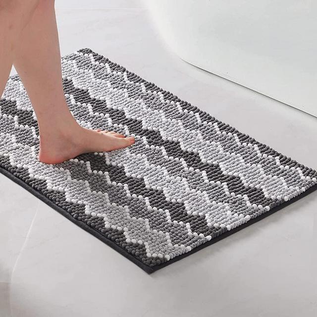 Homaxy Shaggy Chenille Bath Mat Absorbent Quick Dry Floor Decoration Shower  Pad Soft Thick Plush Carpet Anti-Slip Bathroom Rug