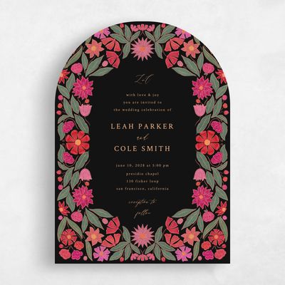 Black Arch Wedding Invitation - Juliet Portrait