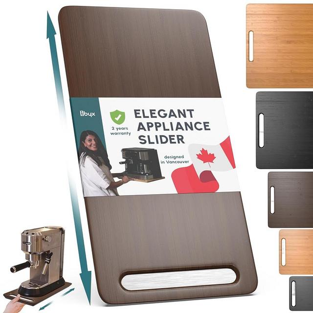 Ibyx Elegant Sliding Tray for Your Coffee Maker & Heavy Kitchen Appliances - Patent Pending - Sturdy, Slides Easily from Under The Cabinet - Rolling Appliance Tray for Countertop with Wheels 7.5X14.5