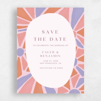 Beige Wedding Save the Date - Barcelona Portrait