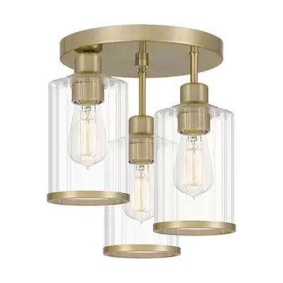 Quoizel Hema 12-in Antique Gold Incandescent Semi-flush Mount Light
