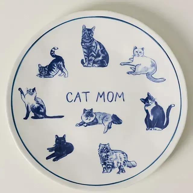 Molly Hatch Stoneware Dog and Cat Mom Dessert Plates