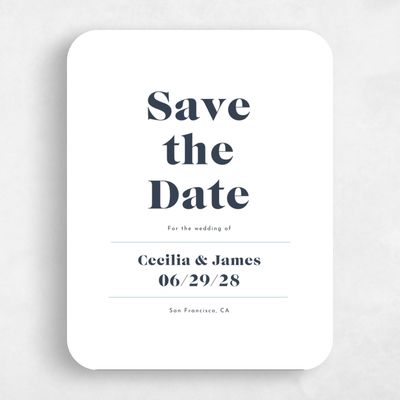 White Rounded Wedding Save the Date - Henrietta Type