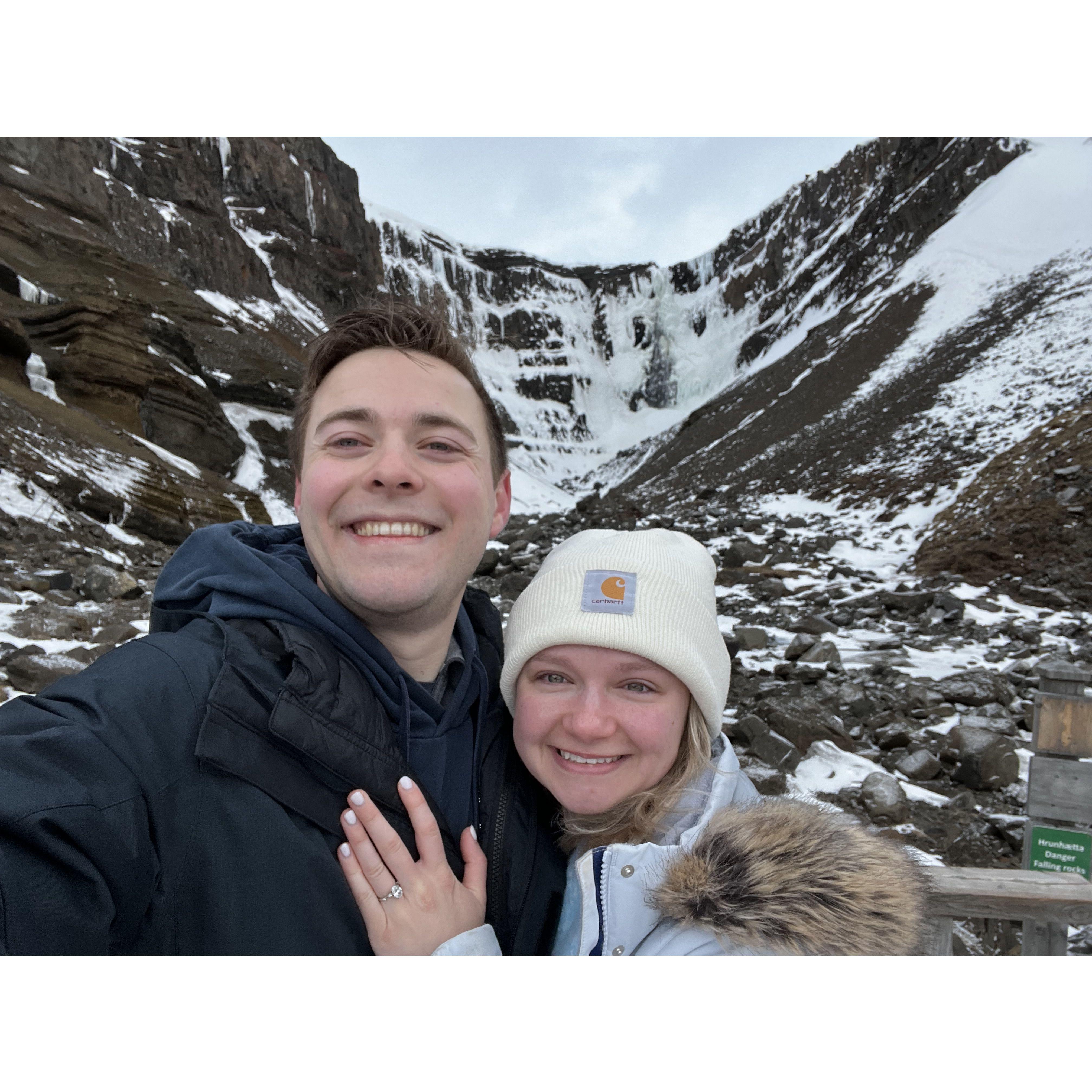 Hengifoss (waterfall in Iceland where we got engaged)