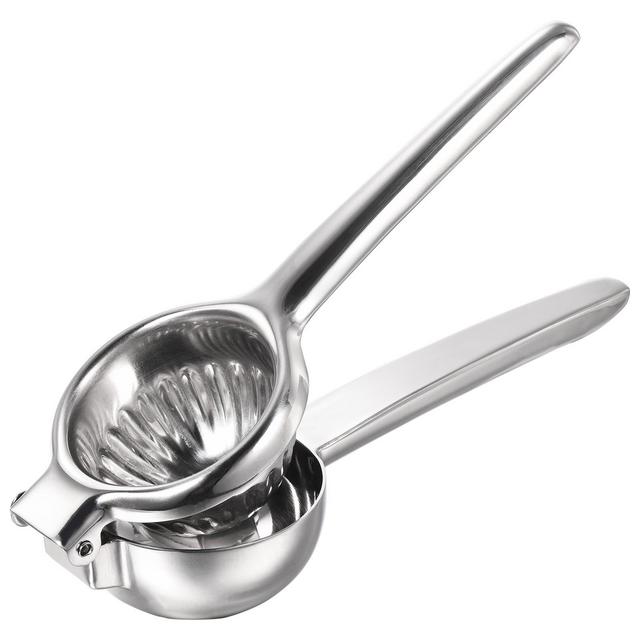 Unique Bargains Manual Hand Squeezer Stainless Steel Lemon Citrus Juicer with Non-Slip Grip Handle Suitable Silver