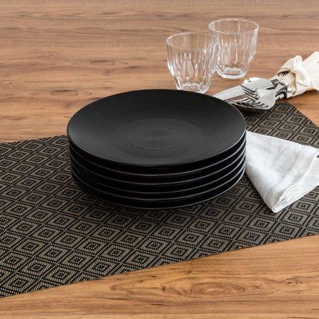 Better Homes and Gardens Matte Swirl Salad Plates, Black, Set of 12