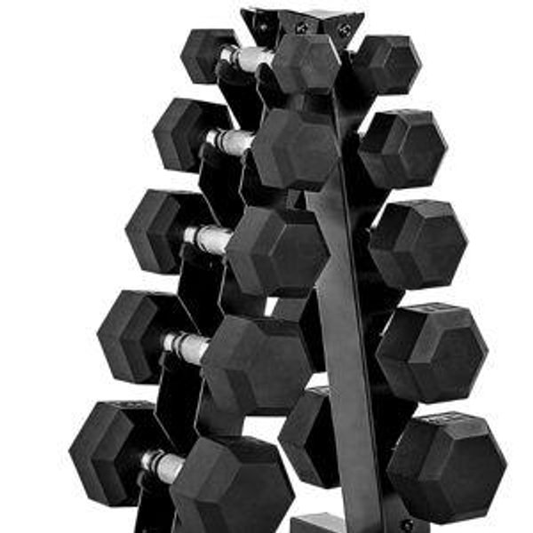 CAP Barbell Rubber Coated Dumbbell Weight Set with Vertical Rack | 100 lb, 150 lb, and 210 lb Options
