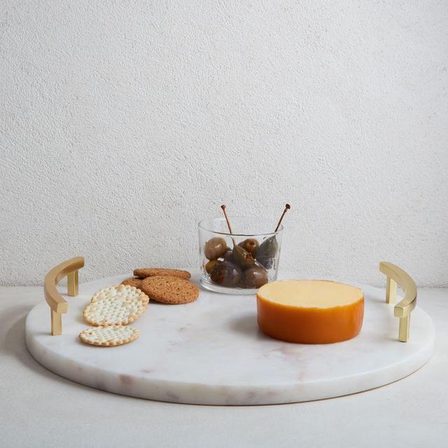 Marble + Brass Round Cheese Board