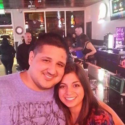 This picture was taken at a "sweetheart" dart tournament the weekend of Valentine's Day 2014; it is the first picture of just the two of us as an official couple.