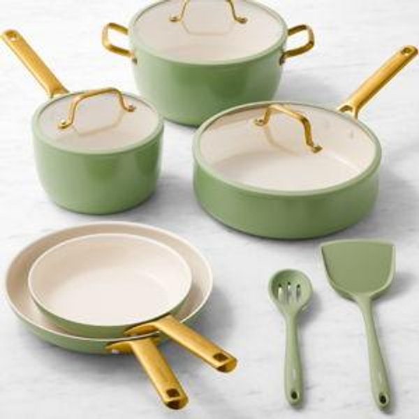 Sage Green Ceramic Cookware Set