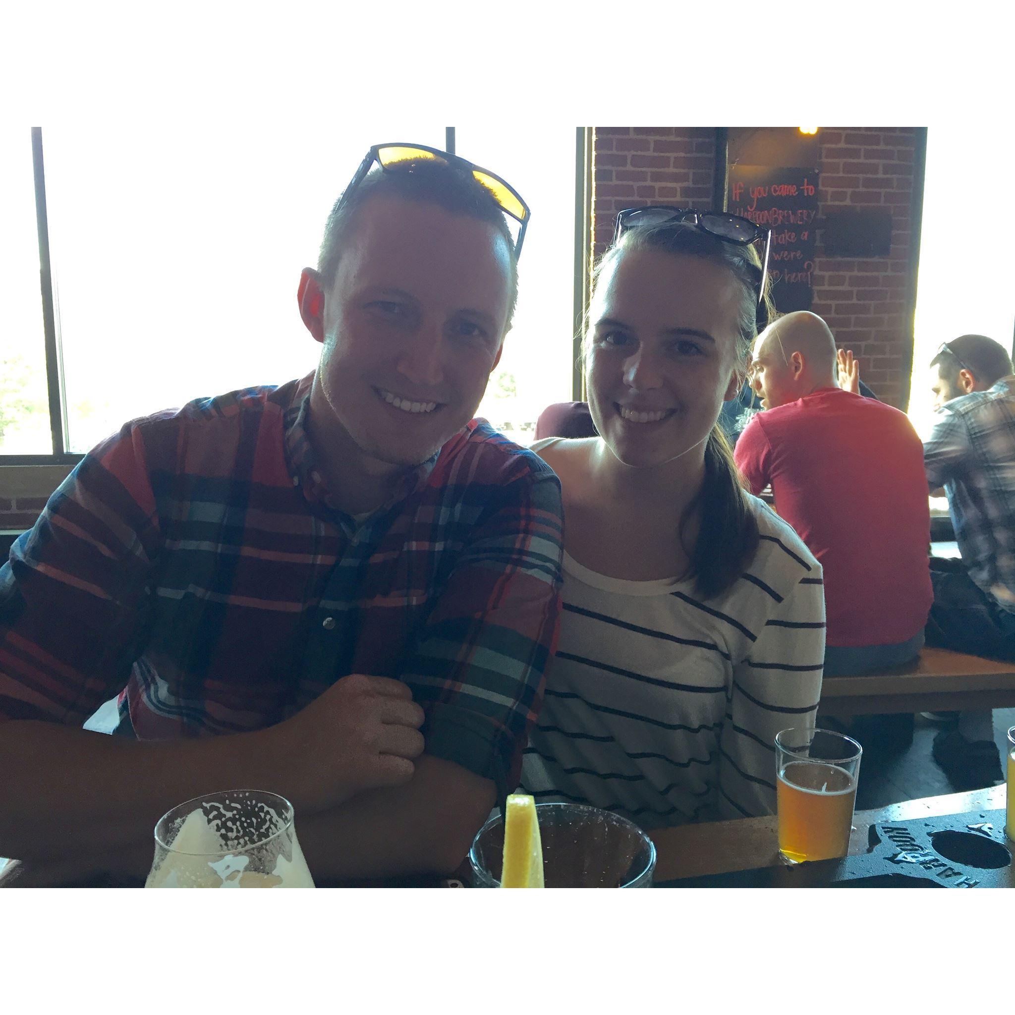 At the Harpoon Brewery in Boston, celebrating an FSU football win and Lianna's birthday.