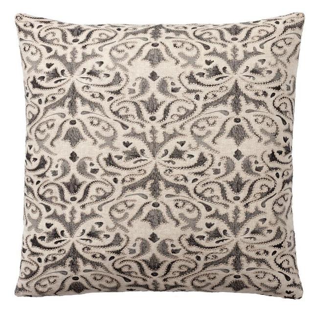 Reilley Embroidered Pillow, 22", Steel Gray