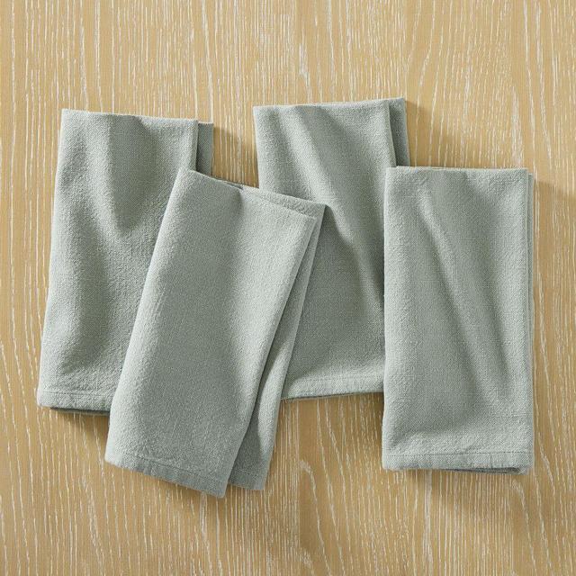 Slub Cotton Table Linens, Eucalyptus, Set of 4