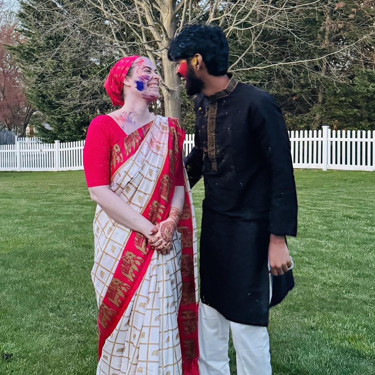 We couldn’t keep from laughing at each other on Holi.