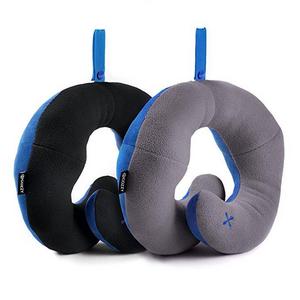 BCOZZY Chin Supporting Travel Neck Pillow - Supports the Head, Neck and Chin in Maximum Comfort in Any Sitting Position. A Patented Product. Discount- Set of 2. Adult Size, BLACK+GRAY