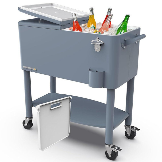 Permasteel 80 Quart Party Cooler, Rolling Ice Chest with Wheels and Handles for Indoor Outdoor Patio