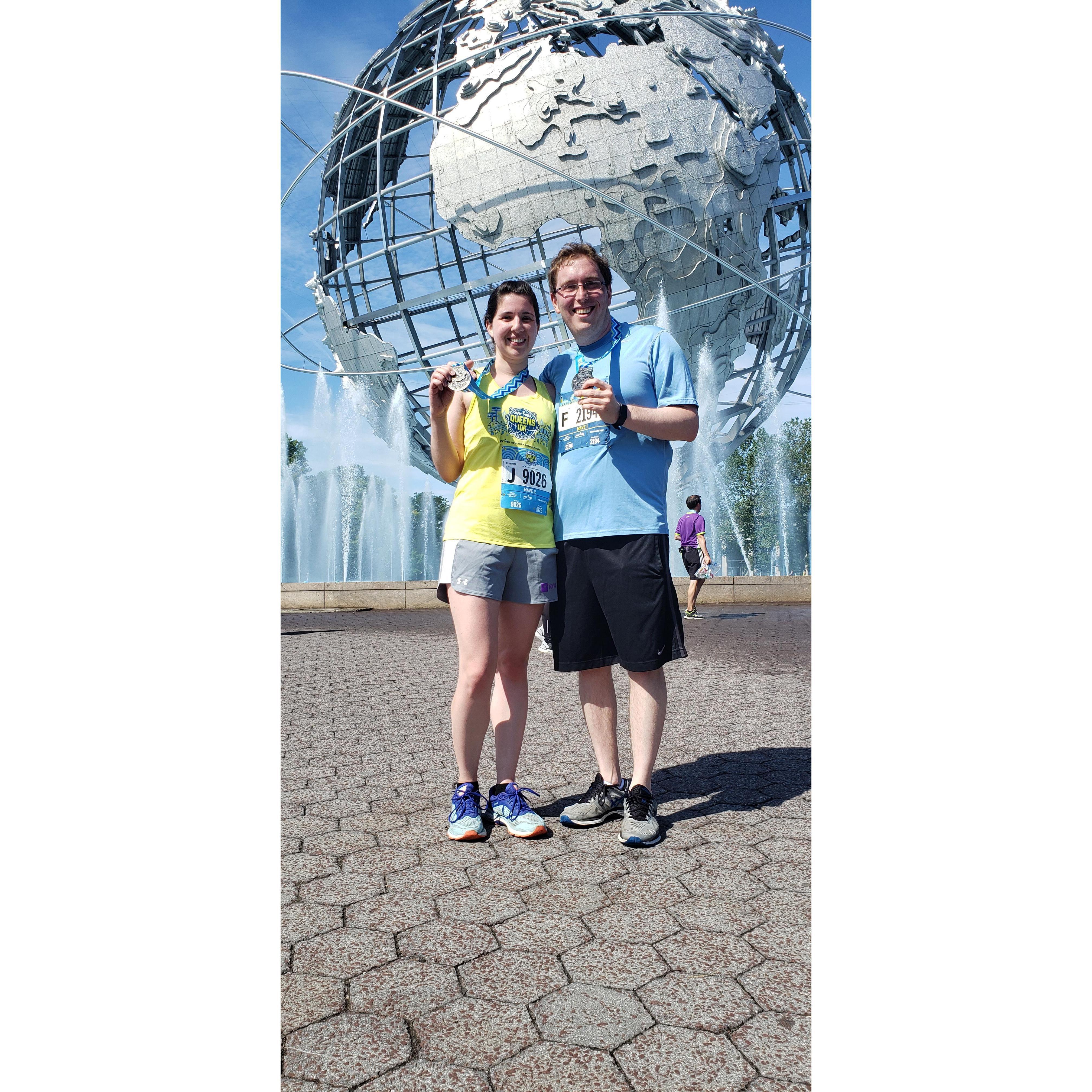 Flushing Meadows Corona Park, June 2019. Queens 10K, our first NYRR race together.