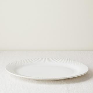 Stoneware Dinnerware Fluted Rim Oval Platter