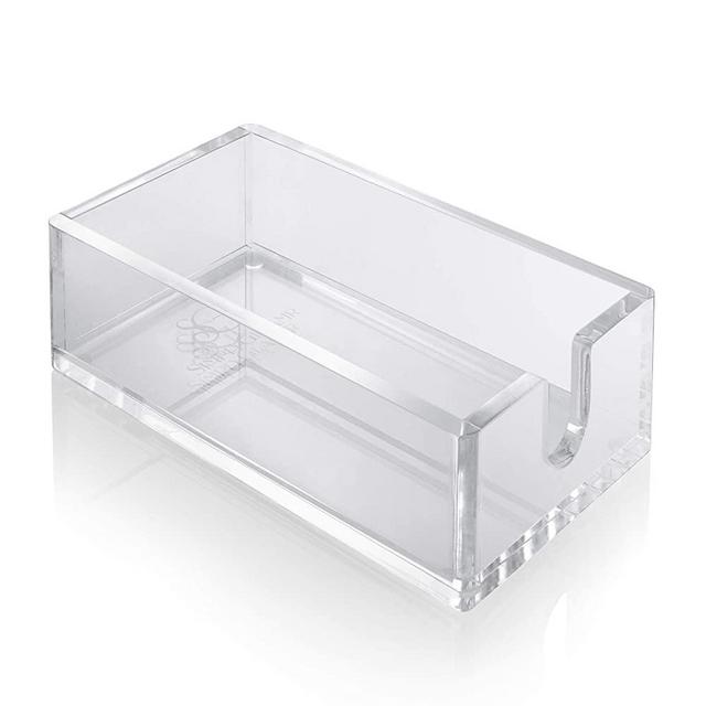 Acrylic napkin holder - guest towel holder tray for bathroom, kitchen, dining table -improved guest towel napkin holder for bathroom with all rounded corners and nonslip pads to present your napkins