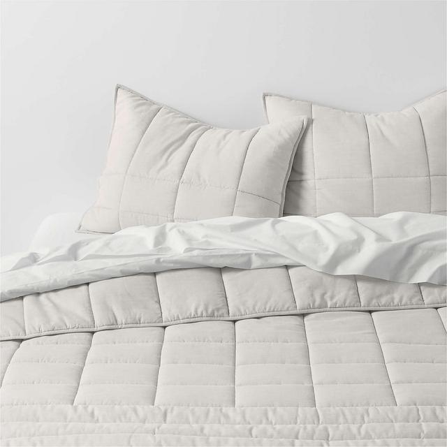 Organic Cotton Heathered Grey Grid King Comforter
