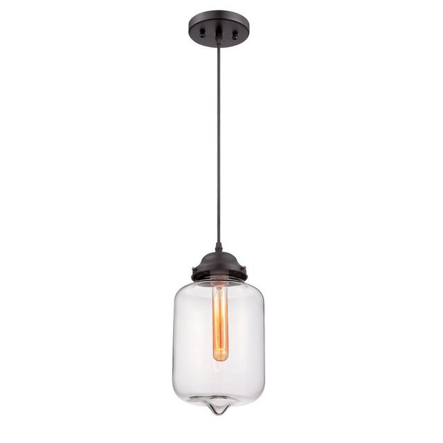 Sunset Lighting Kala 1-Light Clear Glass Mini Pendant Light in Black