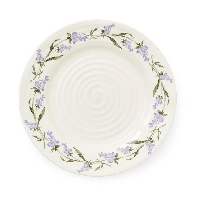American Atelier Portmeirion Sophie Conran Lavandula Salad Plate, 8Inch Ceramic Plate, White Porcelain Plate for Kitchen, Lavender Sprig Border Design, Microwave and Dishwasher Safe