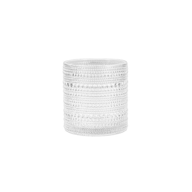 Fortessa Jupiter Beaded Hobnail Glass, 14 Ounce Triple Old Fashioned (Set of 6), Clear