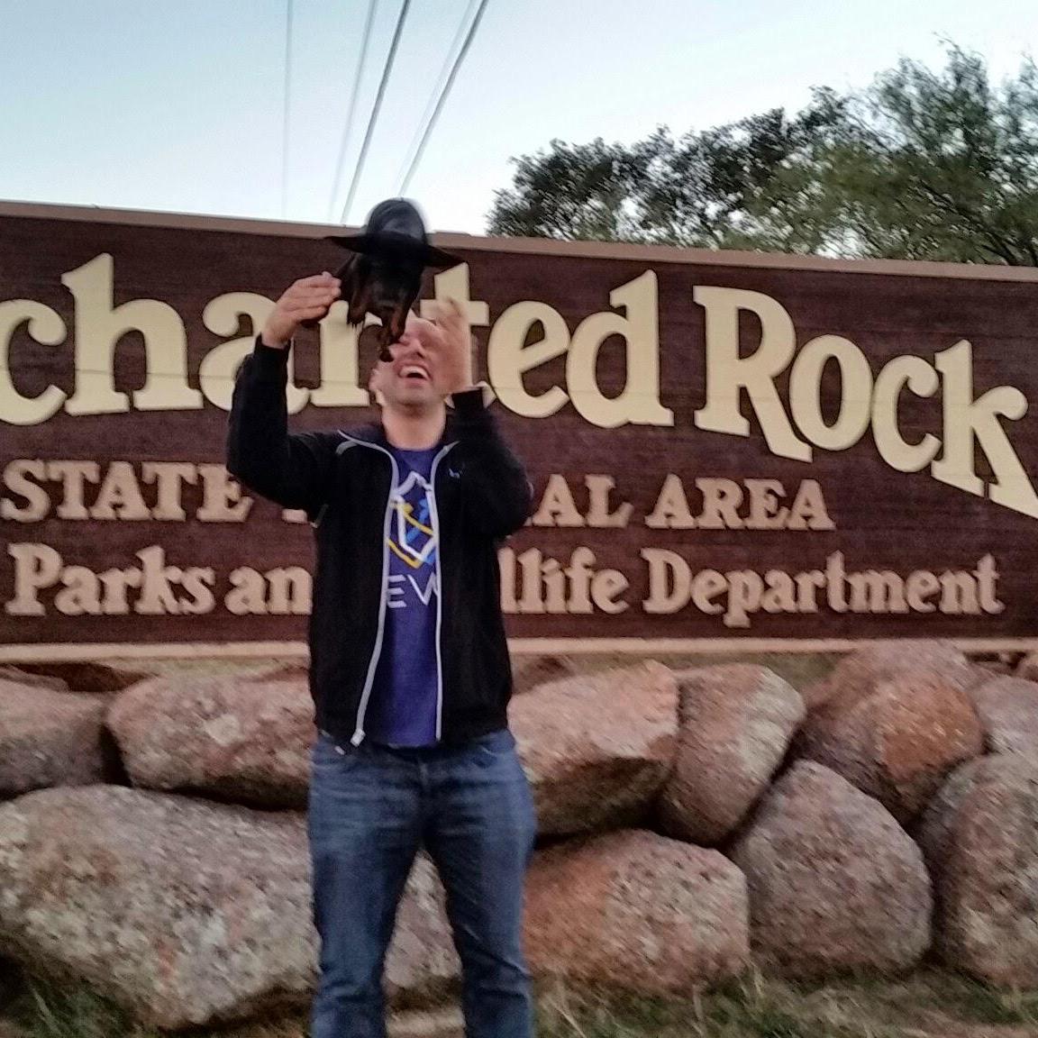 Tossing Bebe at the Enchanted Rock