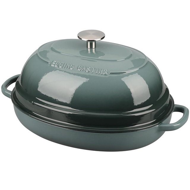 EDGING CASTING Enameled Oval Cast Iron Dutch Oven Pot with Lid, Bread Dutch Oven for Sourdough Bread Baking, 6QT, Slateblue