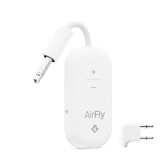 AirFly Pro 2 Deluxe – Bluetooth Adapter for Airplane, Pair 2 AirPods or Wireless Headphones – 3.5mm AUX Bluetooth Transmitter/Receiver for Cars, Boats, Treadmills, TVs – Airplane Travel Essentials
