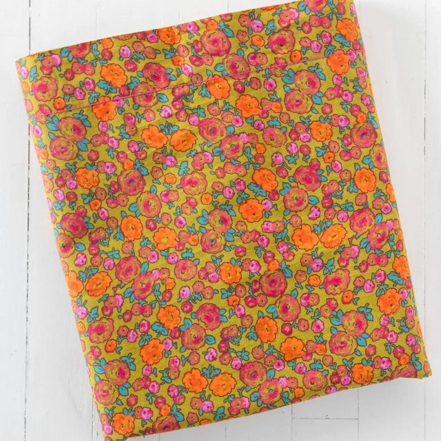 Mix & Match Cotton Flat Sheet - Green Retro Calico