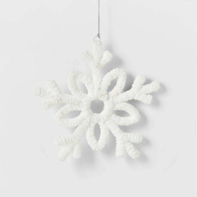 5in White Yarn-Wrapped Loop Snowflake Christmas Tree Ornament - Wondershop™