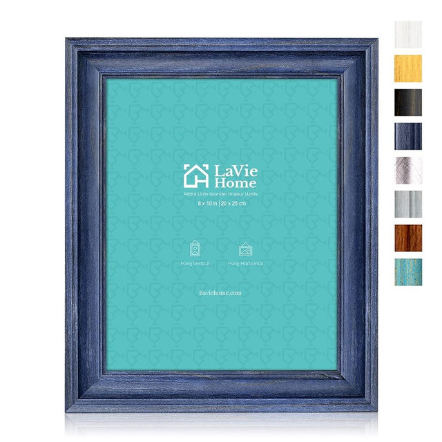 LaVie Home 8x10 Picture Frames (1 Pack, Blue) Rustic Photo Frame Set with Tempered Glass for Wall Mount & Table Top Display