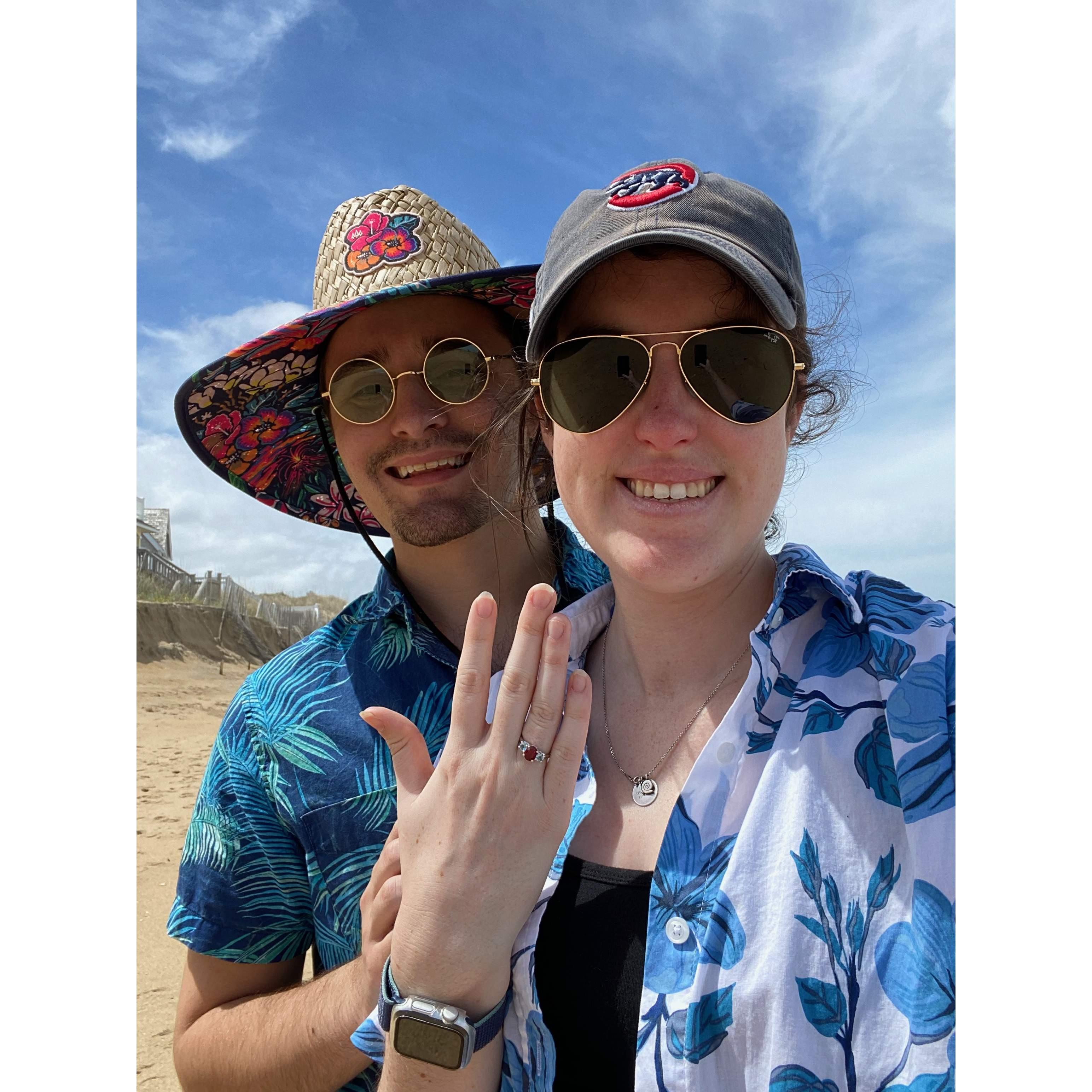 This photo was taken right after Alex proposed on the beach in the Outer Banks.