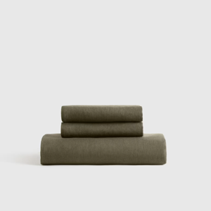 European Linen Sheet Set in Dusty Olive | Queen w/o Flat Sheet